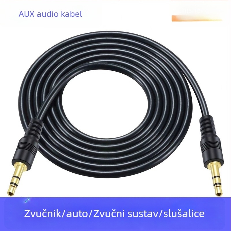 Automobilski AV audio kabel 3.5mm muški-muški, pozlaćen, optičko vlakno, MP3 kompatibilan