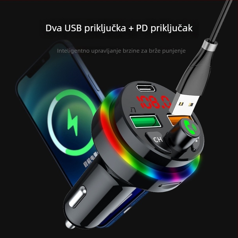 Bluetooth MP3 player za auto s punjačem, podržava memorijsku karticu i USB, model Pdf16, FM radio