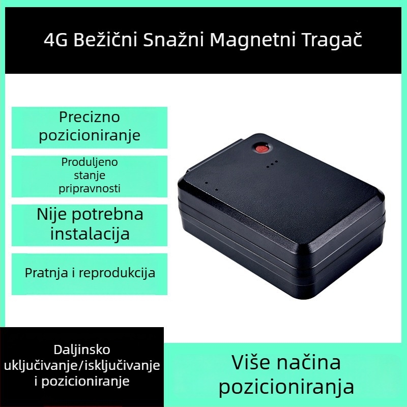 4G GPS locator za automobil s čvrstim magnetskim držačem — ponovno se puni, ultra dugo standby, točnost GPS 5–10 m, alarmi: vibracije, nestanak napajanja, SOS, ograda, prekoračenje brzine, Type-C punjenje