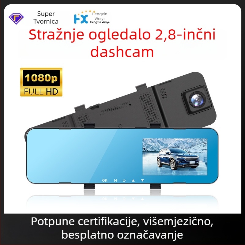 Dualna dash kamera za automobil 1080p, 170° široki kut, cikličko snimanje, nadzor parkiranja, podrška TF kartici