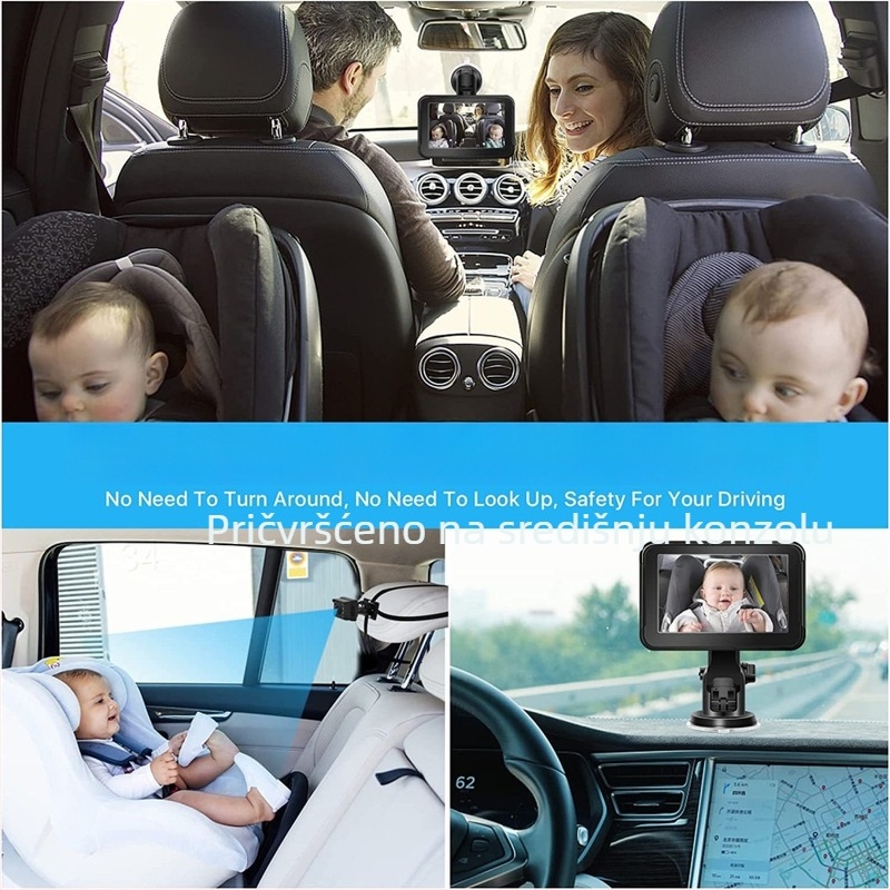Monitor za bebino stražnje sjedalo u automobilu CLT-1001, IPS zaslon, težina 0.5 kg