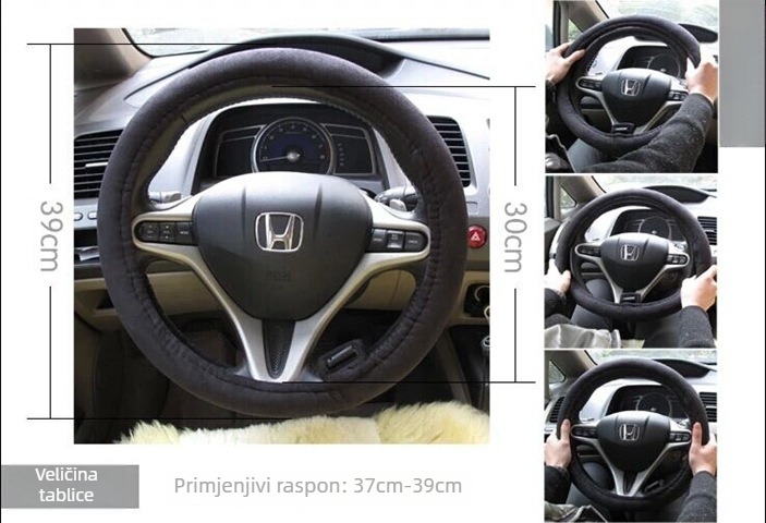 Grijani pokrov volana automobila, plišasti semiš, zimska uporaba, tisk logotipa dostupan, licenciranje privatne marke