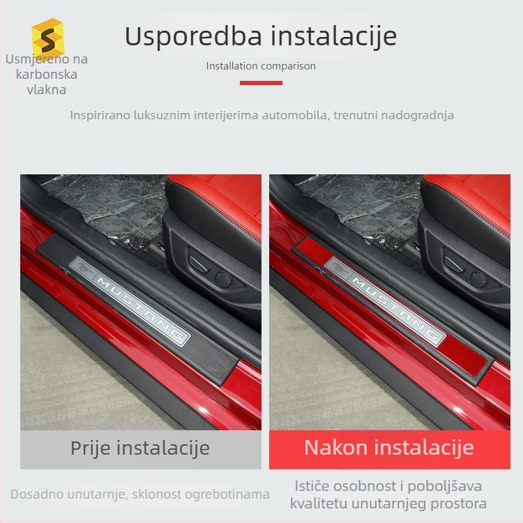 Dekorativna naljepnica za pedalu za doček unutar automobila, karbonski vinil, model DJYM028, podrijetlo Dongguan, prilagodba dostupna, tisk logotipa dostupan