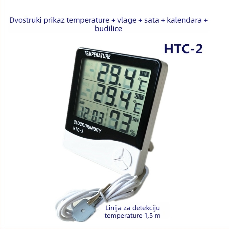HTC-2 Digitalni mjerač temperature i vlage s vodootpornom sondom za akvarij