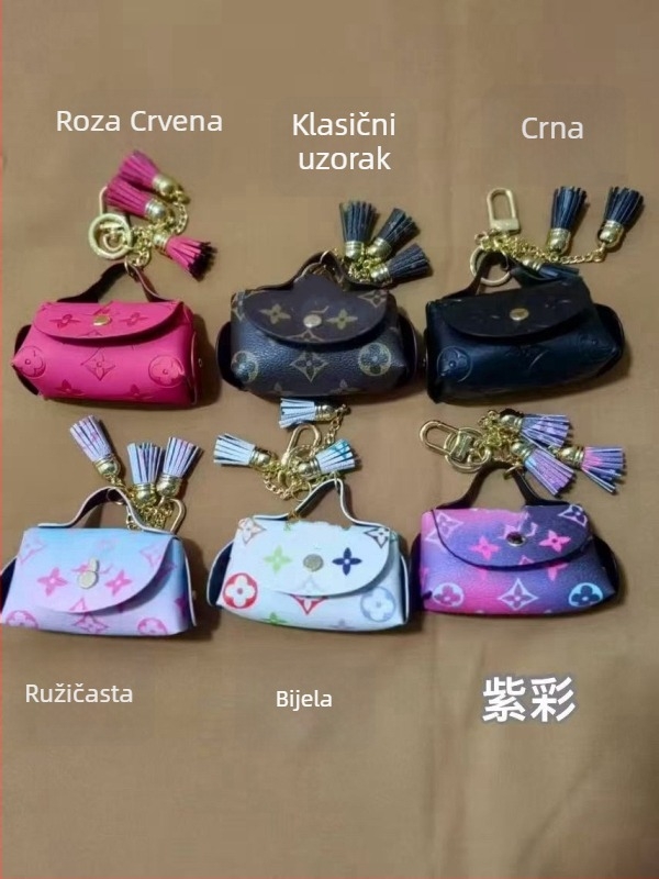 PU kožna mini novčanik za kovance s pretincom za slušalice i držačem kartica — uzorak slova, unisex, novi nacionalni trend, proljeće 2025