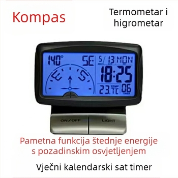Auto kompas za vanjsku upotrebu, visoka preciznost, višenamjenski s funkcijama vremena i temperature, plastična konstrukcija