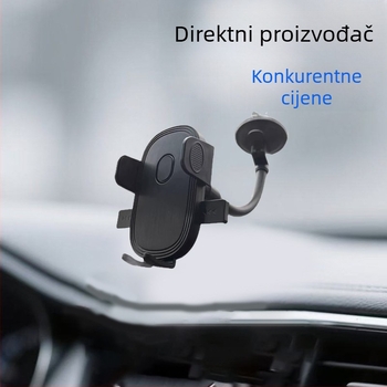 Fleksibilan držač za mobitel u autu s dugim ramenom i automatskim zaključavanjem, za otvor za ventilaciju i ploču, montaža usisnom čašom