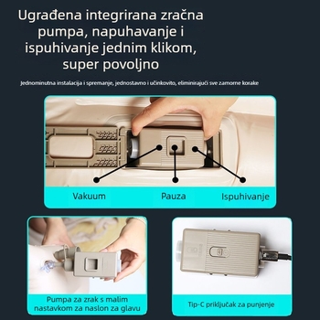 Automatska nafukljiva postelja za automobil, za stražnja sjedala — prenosni putni madrac
