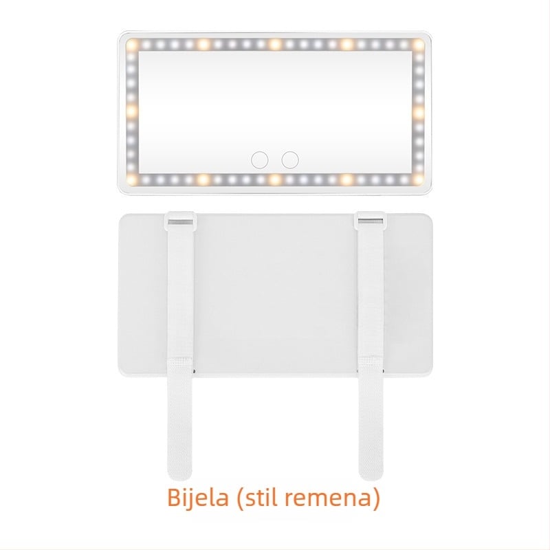 LED ogledalo za šminkanje u auto s dodirnim podešavanjem svjetline, trobojni izvor svjetla, HD ogledalo, ABS okvir