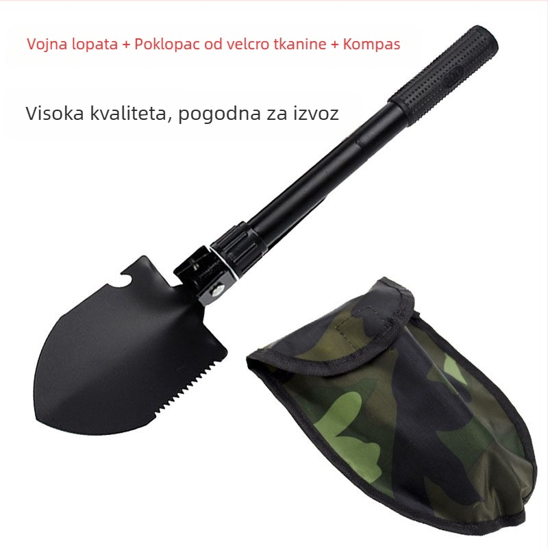 Sklopiva lopata od nehrđajućeg čelika – četiri u jednom, prijenosni alat za kampiranje i preživljavanje