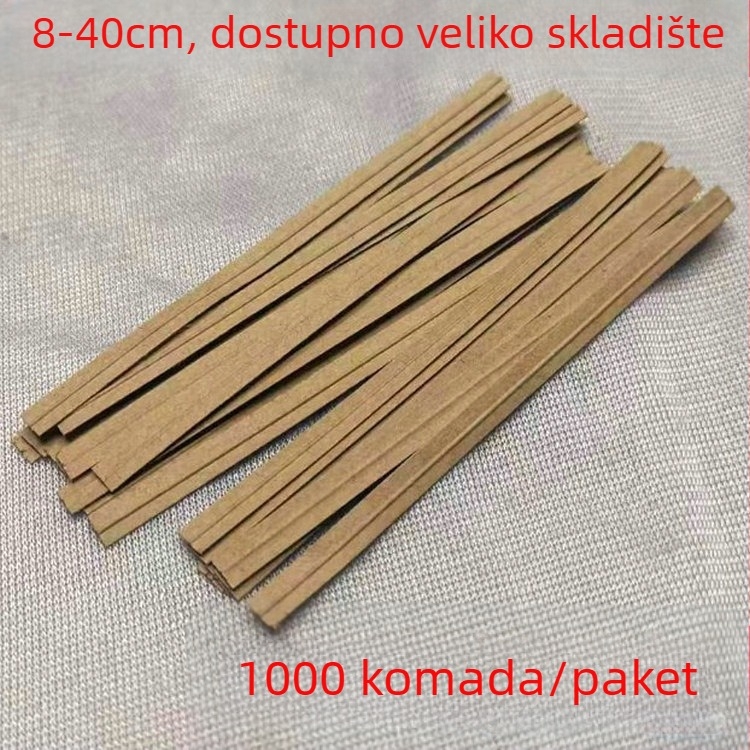 Ekološke vezice od Kraft papira za pakiranje, galvanizirana žica, debljina 0,5 mm, širina 4 mm, za dodatke pakiranja