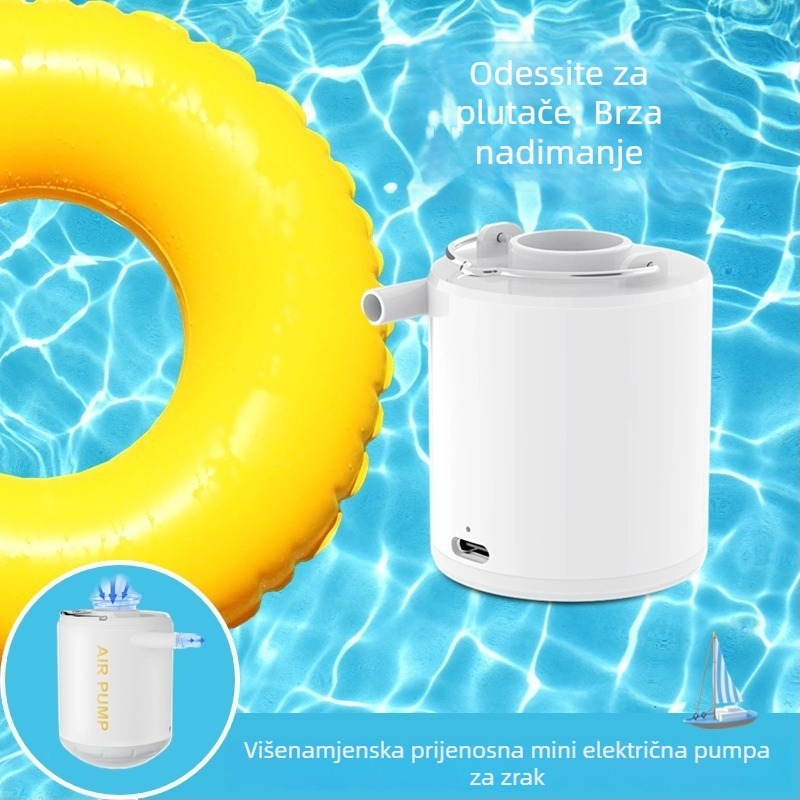 Volip USB napajana 80W prijenosna mini pumpa za zrak za kućnu i vanjsku upotrebu, digitalni zaslon, rasvjeta, protok zraka >70 L/min