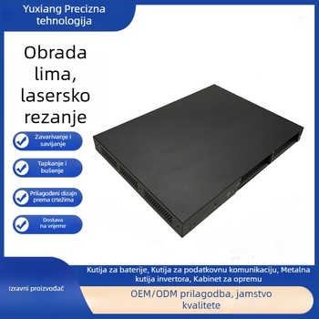 Elektroničko kućište od limenog metala | Materijali: nehrđajući čelik, aluminij, bakar, cinkova legura, molibden; Debljina: 0,5–20 mm; Obrada: lasersko rezanje, presovanje, savijanje, CNC bušenje; Površinska obrada: mat, poliranje, anodiziranje, niklanje; 