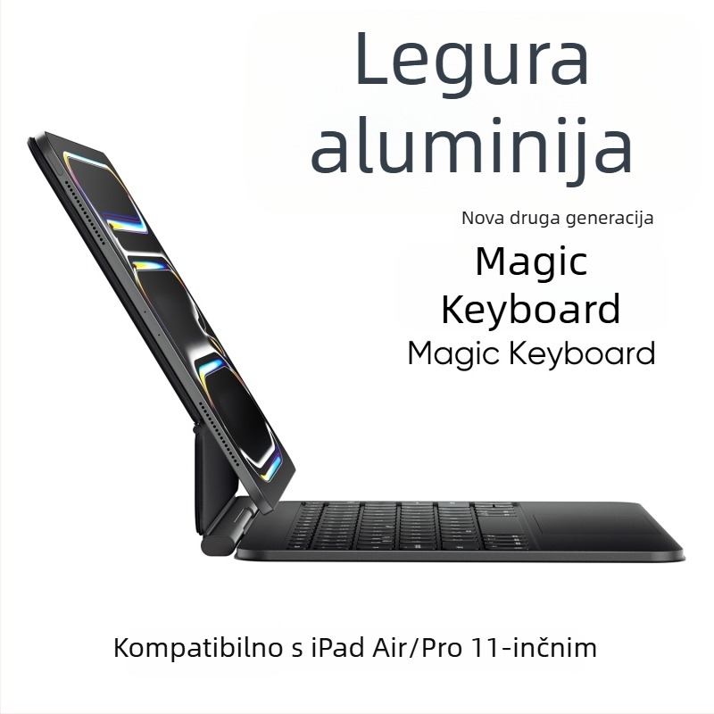 Bluetooth tipkovnica od aluminijske legure za iPad Pro 11/13 inča (M2/M4), tanka i lagana s magnetskom podrškom