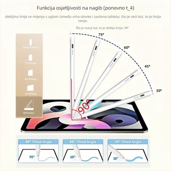 Stilus za iPad s zaštitom od slučajnog dodira, magnetsko pričvršćivanje, senzor nagiba, zamjenjivi vrh, model P9