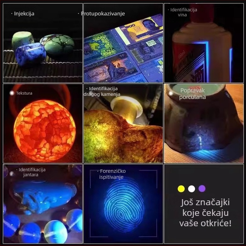 Visokoumočna LED svjetiljka s tri izvora svjetla za nefrit i nakit — 30W, 2000mAh, domet 50–100 m, trajanje baterije 4–8 h