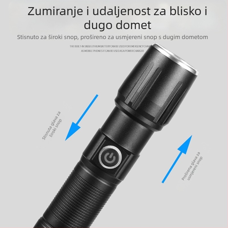 LED mini baterijska svjetiljka, kućište od aluminijske legure, 10W, dugi domet 200–500 m, model C1