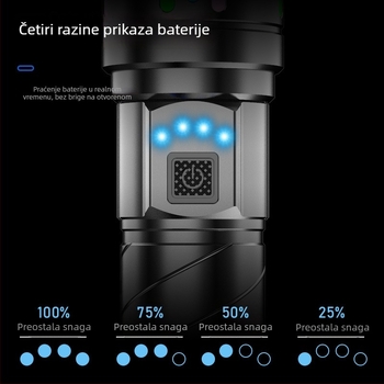 Laserska svjetiljka dugog dometa, kućište od aluminijske legure, 10W, baterija 2500mAh, domet 100–200 m