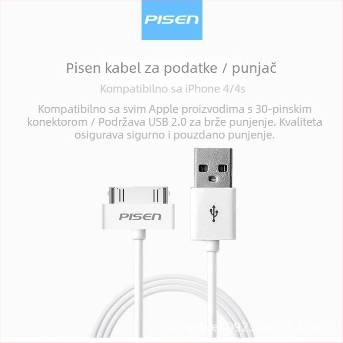 Kabel za podatke i napajanje za tablet - USB-A, 1-2 m, ABS kućište, PD brzo punjenje, kompatibilan s iPhone 4S i iPad 2