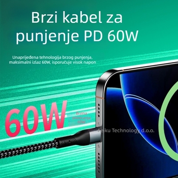 Pet u jednom 200W brzog punjenja kabel za podatke s Lightning, OTG, Micro USB i Type-C, duljina 1,2 m, pleteni kabel