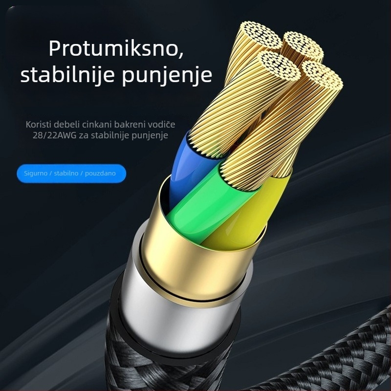 Apple 4 Data kabel, najlonski pleteni, brzo punjenje, maksimalno 2W, kabel s jednim konektorom