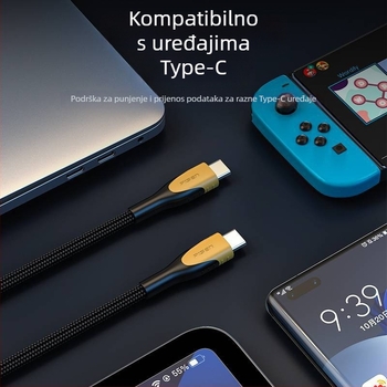 USB-C kabel za podatke, Type-C sučelje, 240W max, brzo punjenje, jednostruki konektor, plastično kućište