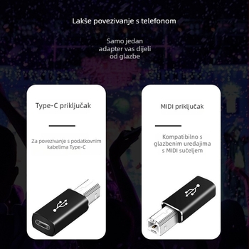 Type-C na USB-B kabel-adaptor – za pisač, prijenosno računalo i tablet; 0.2 m, metalni, s jednom konektorom, 10 W max, produžni adapter