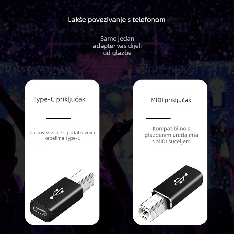Type-C na USB-B kabel-adaptor – za pisač, prijenosno računalo i tablet; 0.2 m, metalni, s jednom konektorom, 10 W max, produžni adapter