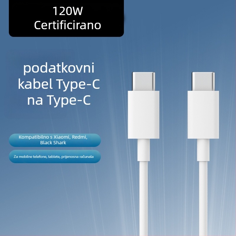 6A Dual-C USB Type-C kabel za Xiaomi 17, Redmi i Black Shark tablete i prijenosna računala, brzo punjenje 120W