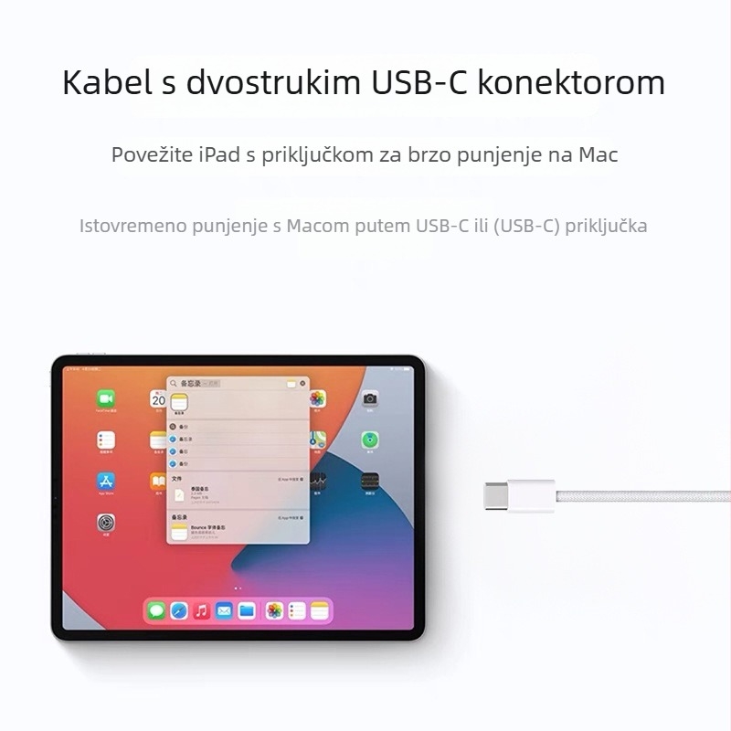 USB-C kabel za punjenje za Apple iPhone 15/16 iPad, 60W/100W brzo punjenje, pleteni kabel