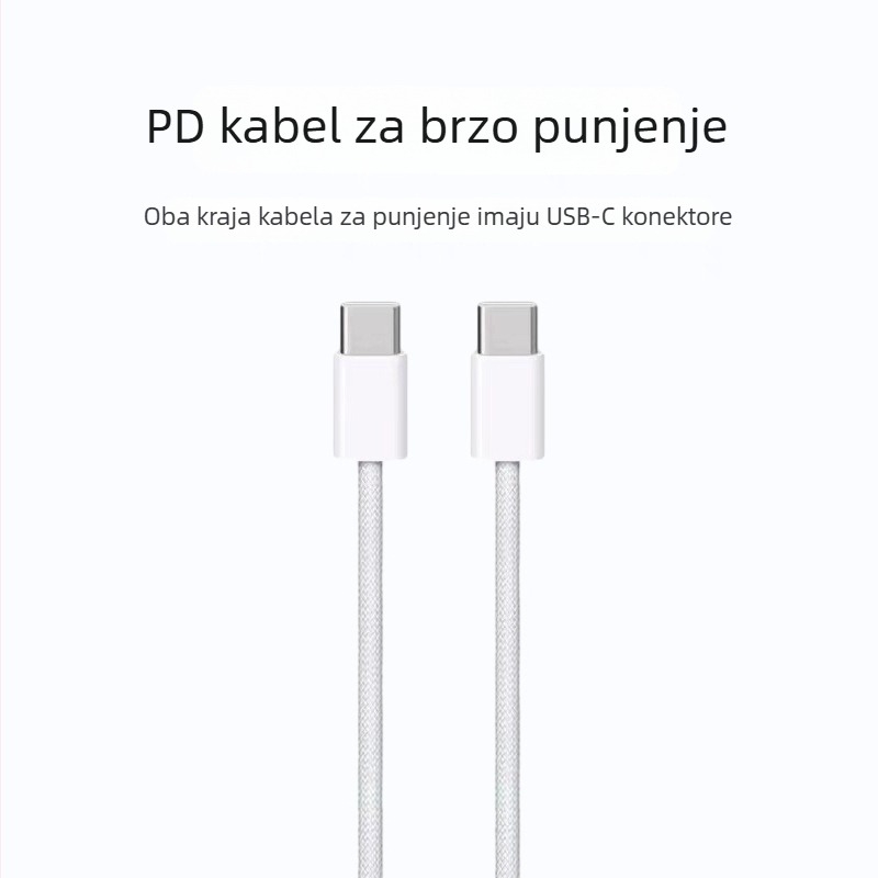 USB-C kabel za punjenje za Apple iPhone 15/16 iPad, 60W/100W brzo punjenje, pleteni kabel
