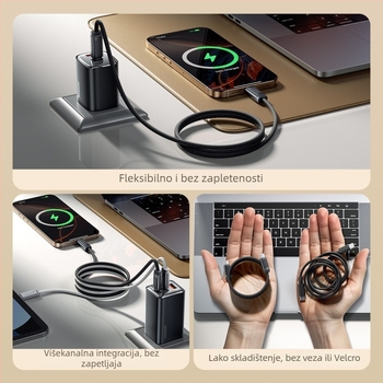 Tucci USB-C kabel za podatke s magnetskim pohranjem, 240W brzo punjenje, PD kompatibilan, aluminijska legura