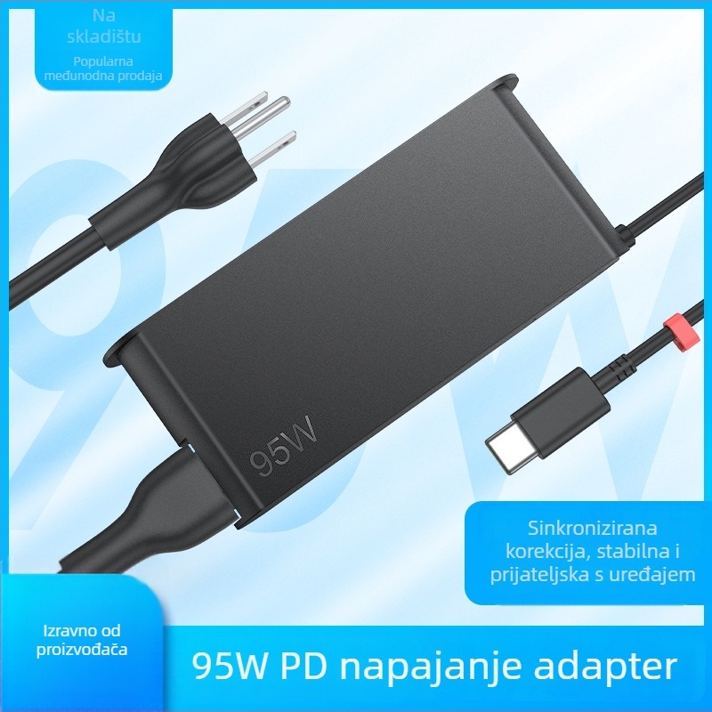 VERCOM A1762 USB-C 95W punjač za Lenovo prijenosna računala, izlaz 20V 4.75A, ulaz 100-240V