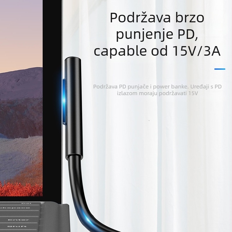 Sowin OEM kabel za punjenje za Microsoft Surface, kompatibilan s Pro 7/6/5/4/3/Go, Laptop, Book, Notebook i Tablet