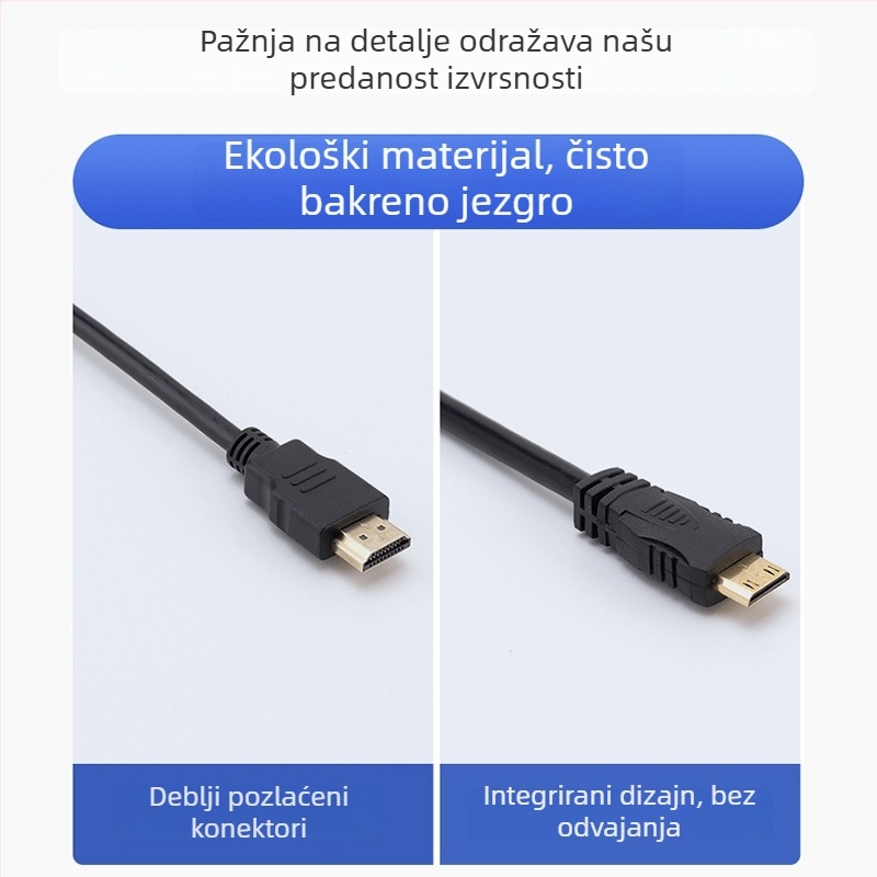 Kabel Micro HDMI na Mini HDMI za kamere – 4K kompatibilan, bakreni vodič, XS-103, duljine 0,2–5 m