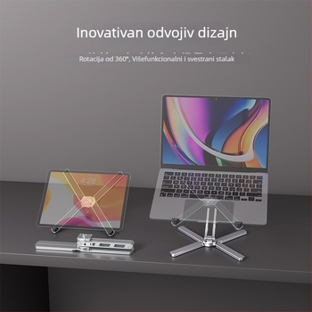 Multifunkcionalni držač za prijenosno računalo: rotirajući, podesiv po visini, sklopiv i odvojiv, kompatibilan sa svim modelima prijenosnih računala