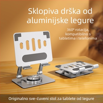 Držač od aluminijske legure za tablet/telefon – 360° okretni stolni držač, ADW-053