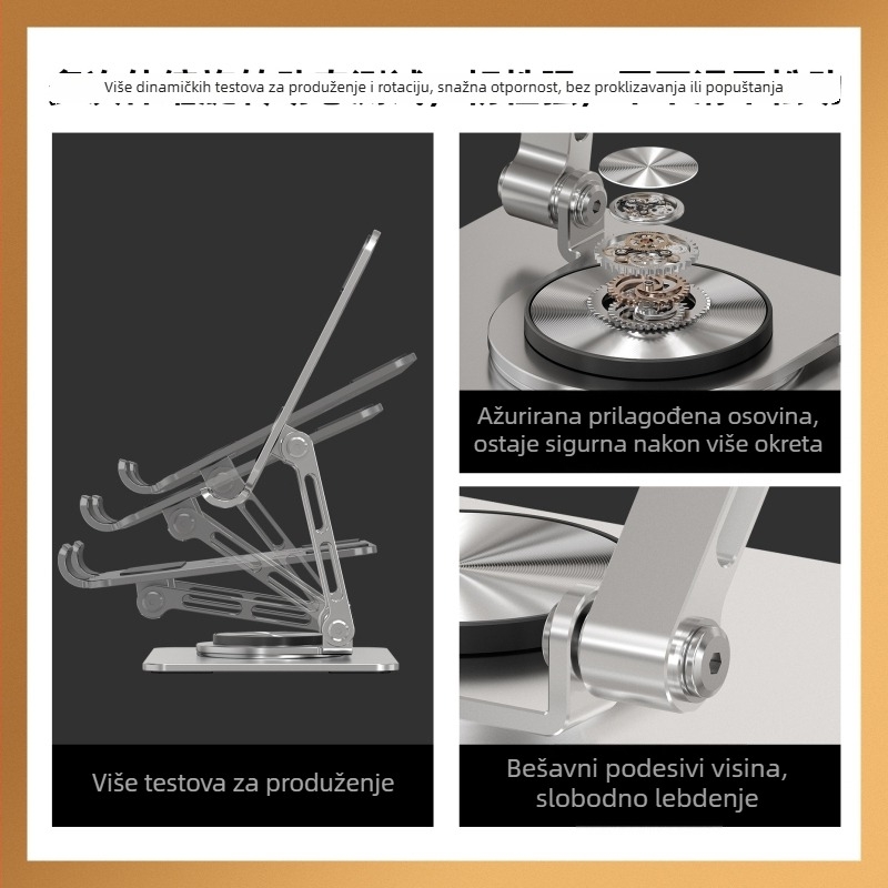 Držač od aluminijske legure za tablet/telefon – 360° okretni stolni držač, ADW-053