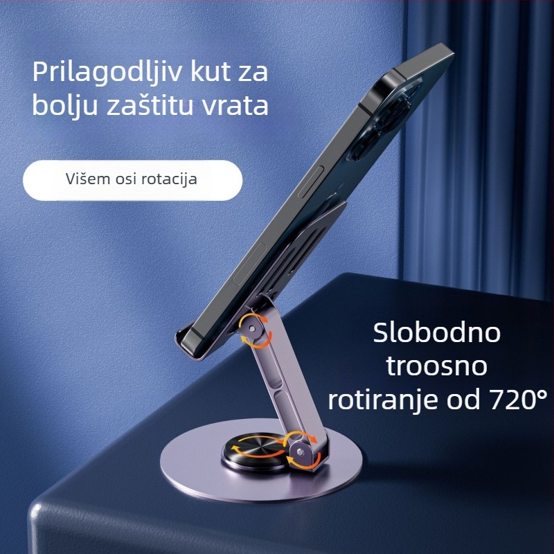 Stolni držač za mobitel i tablet, okretno i sklopivo, aluminijska legura, univerzalni dizajn