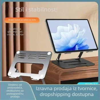 Metalni stalak za prijenosno računalo, sklopivi i podesive visine, s hlađenjem radne površine – Model S795, 350 g