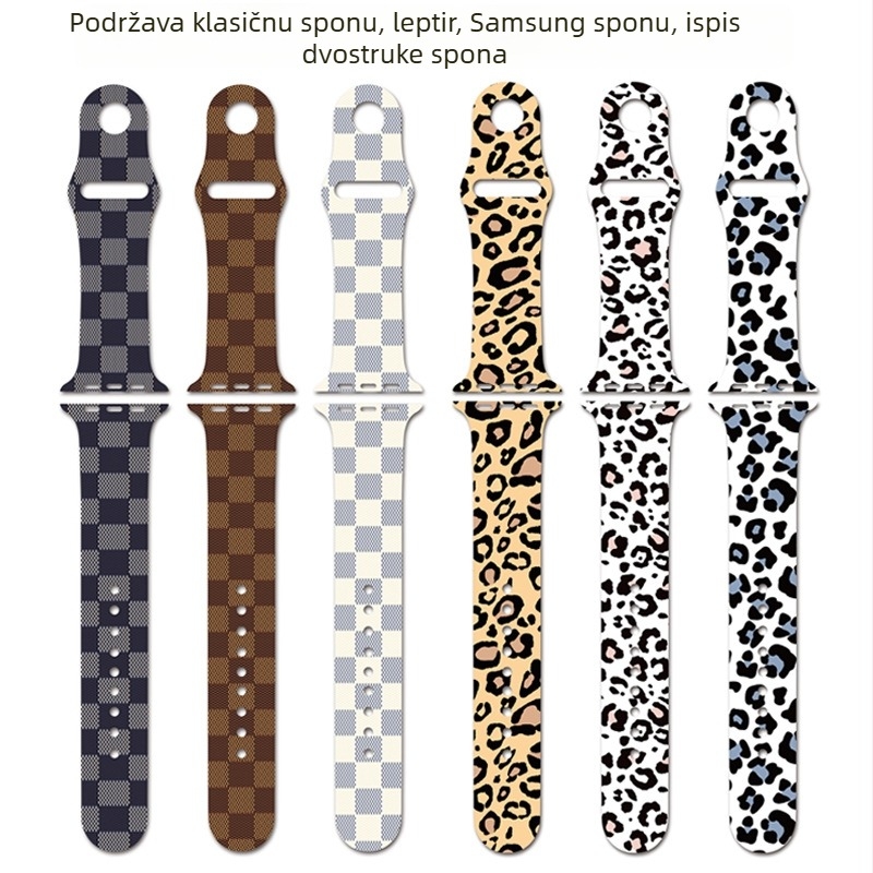 Apple Watch silikon narukvica, kompatibilna sa serijama 3–7, prilagodljivi ispis, modni stil