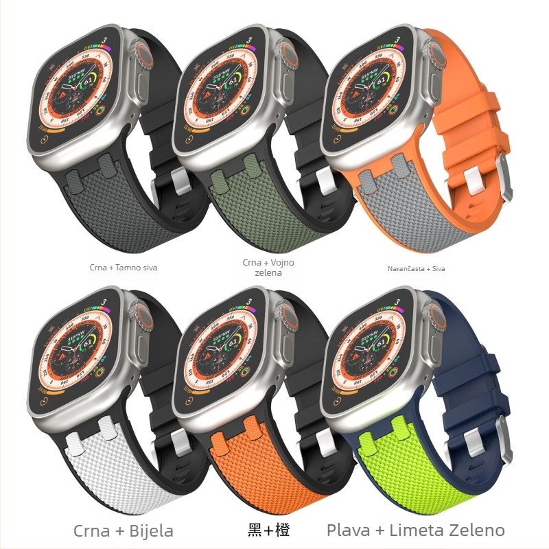Silikonski remen za Apple Watch s uzorkom hrasta, kompatibilan sa Series 1–9, poslovni stil