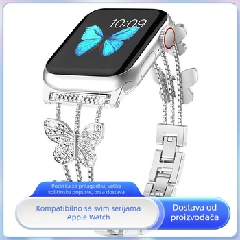 Metalni kaiš za Apple Watch s motivom leptira, kompatibilan sa svim serijama.