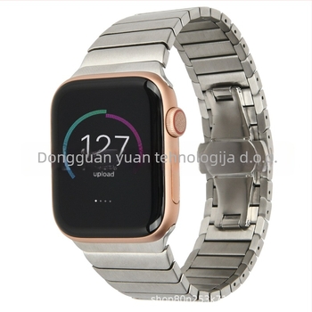 Narukvica za Apple Watch od nehrđajućeg čelika s bambusnim lancem i leptir kopčom — Brand Inrush Source, Materijal: Čelik, Stil: Sport/Biznis/Slobodno vrijeme