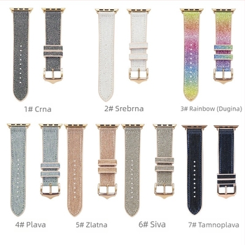 Silikonski kaiš kompatibilan s Apple Watch Series 7/SE, s kožnom umetkom, dizajn hameleon