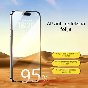 Staklena zaštita zaslona za iPhone 14 Pro Max s anti-refleksijskim premazom, HD jasnost, otporno na prašinu, otiske prstiju, otpornost na pad.