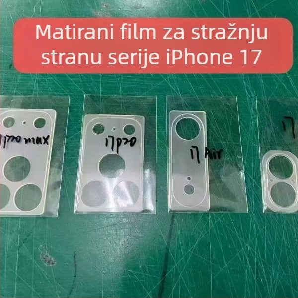 Stražnji zaštitnik za iPhone 17 Pro Max — film za leću, kaljeno staklo, mat završetak, HD, otporno na eksplozije (osnova okvira leće)