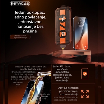 Remax zaštitnik zaslona od kaljenog stakla za iPhone 17 s zaštitom privatnosti, HD jasnoća, set za postavljanje u 16 sekundi, 15 komada zaštitnih folija
