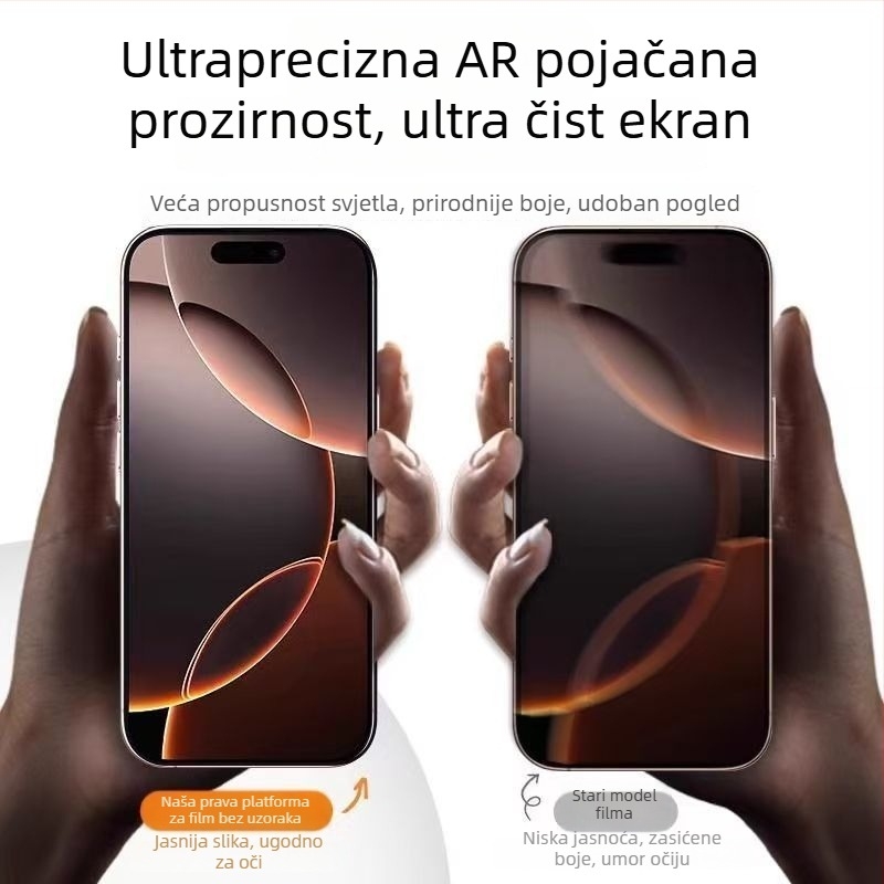 Za iPhone 17 seriju: zaštitno staklo za cijeli zaslon, privatnost, antišpijun, antiotisak prstiju, anti-plava svjetlost, HD, otporno na prašinu