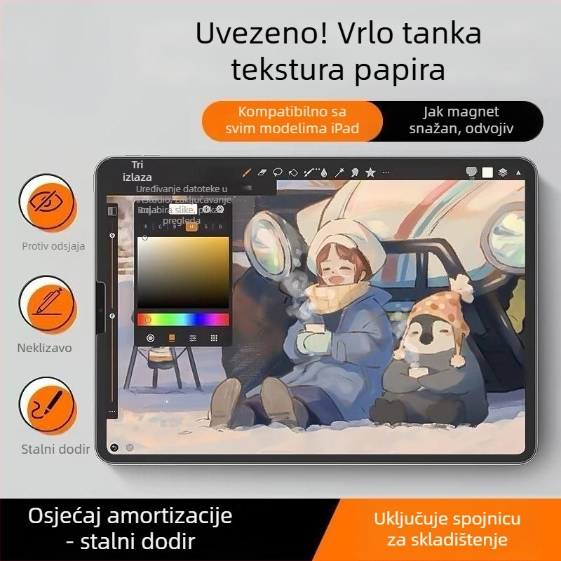 Zaštitna folija za iPad Air 6/5 i iPad 10/9, uklonjivi Pro, mat PET stražnji film
